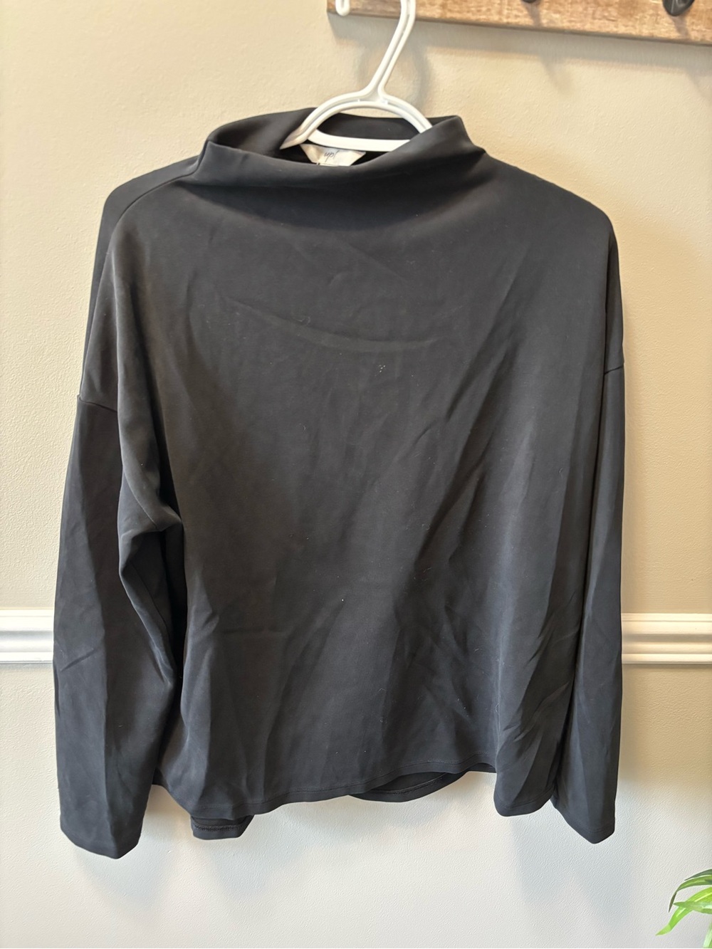 Black Mock Neck Long-Sleeve Top